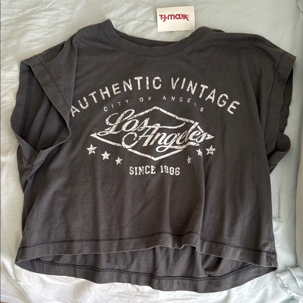 Black Crop Boxy T-Shirt with Short Sleeves